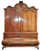 STUNNING 19TH CENTURY BOMBE DUTCH MAHOGANY WARDROBE