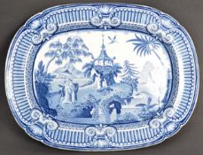19TH CENTURY VICTORIAN ANTIQUE BLUE AND WHITE PLATTER