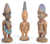 TRIBAL ANTIQUITIES - TRIO OF YORUBA IBEJI TRIBAL FIGURES