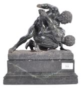STUNNING 19TH CENTURY ANTIQUE THE WRESTLERS IN MARBLE