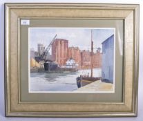 FRANK SHIPSIDES ORIGINAL WATERCOLOUR PAINTING OF BRISTOL DOCKS