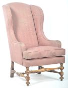 19TH CENTURY VICTORIAN ANTIQUE WALNUT WINGBACK UPHOLSTERED ARMCHAIR