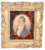 EARLY 19TH CENTURY GEORGIAN PORTRAIT IN GILDED TORTOISESHELL FRAME