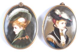 BEAUTIFUL PAIR OF 19TH CENTURY PORCELAIN PORTRAIT MINIATURES