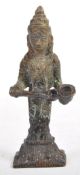 A LATE 19TH CENTURY INDIAN HINDU DEITY NARADA BRONZE FIGURE STATUE