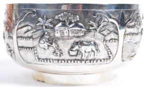 20TH CENTURY INDIAN STERLING SILVER LARGE PRAYER BOWL