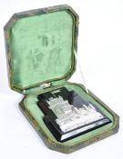 RARE AND UNUSUAL SILVER WHITE METAL CASTLE PAPERWEIGHT