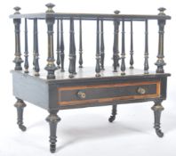 RARE 19TH CENTURY EBONY & AMBOYNA WOOD CANTERBURY