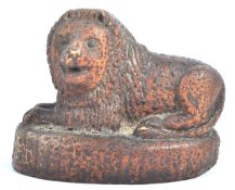 CHARMING 19TH CENTURY VICTORIAN CARVED TREEN LION PAPERWEIGHT FIGURE