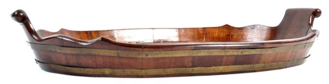 RARE 19TH CENTURY ENGLISH ANTIQUE MAHOGANY AND BRASS TRAY