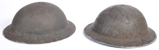TWO ORIGINAL WWII SECOND WORLD WAR BRODIE HELMETS