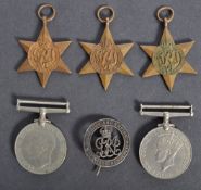 WWII SECOND WORLD WAR MEDAL GROUP & BADGE