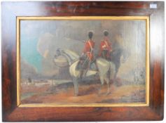 19TH CENTURY OIL ON CANVAS PAINTING OF A MILITARY CAVALRY CHARGE