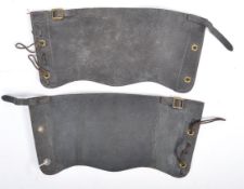PAIR OF WWII CAVALRY LEATHER LEG GAITERS WITH MILITARY STAMPS