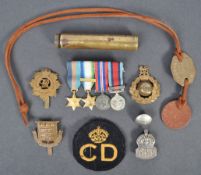 COLLECTION OF ASSORTED WWII MILITARY ITEMS - MEDALS ETC