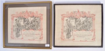 TWO WWI FIRST WORLD WAR FRAMED DISCHARGE CERTIFICATES
