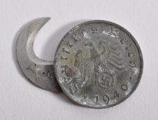 RARE GERMAN POW PRISONER OF WAR SECRETED BLADE