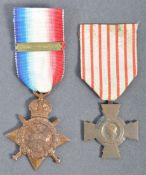 WWI FIRST WORLD WAR MEDAL PAIR - INC CROIX DU COMB