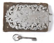 17TH CENTURY ANTIQUE BOX LOCK AND KEY HAVING A DEC