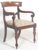 A  believed early 19th century Gillows of Lancaster mahogany carver armchair. The chair being raised