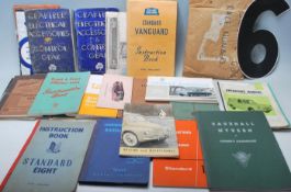 COLLECTION OF VINTAGE CLASSIC CAR MANUALS & STICKERS