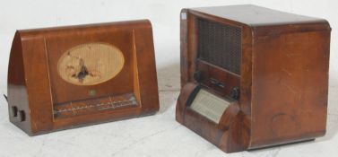 Two vintage 20th century Hi’s Master valve radio having walnut cases, plastic tune dial and bakelite