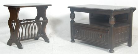 A contemporary 20th century Ercol Furniture beech and elm wood magazine rack table in the Chaucer