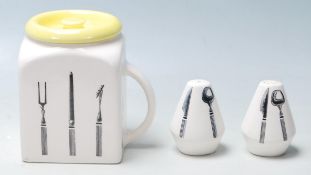 A group of three Bristol Long Line kitchenware by Pountney & co / the Bristol Pottery comprising of