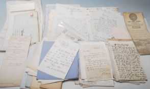 A collection of 19th century ephemera to include documents, letters, wills, financial details,