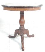 A 19th century George III circular Pietra Dura specimen marble tripod. The table being raised on a