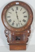 A 19th century Victorian walnut veered and mother of pearl cased station clock with the dial,