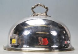 A good 19th century Victorian silver plated meat dome / dish cover having shaped handle with