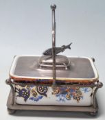 ANTIQUE VICTORIAN 19TH CENTURY CAVIAR DISH ON SILVER PLATE STAND