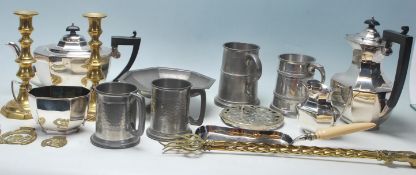 A selection of silver plate and similar wares to include a plated Thomas Wilkinson tea service