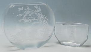 A 20th century retro studio art glass sculpture by Orrefors glass. Artist Edvin Ohrstron with the