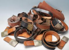 A good large collection of late 20th century German military leather belts / buckle belts to include
