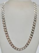 A silver 925 stamped gentleman’s large flat link necklace chain with lobster claps. Weight 113