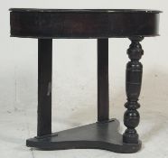 A Victorian 19th century mahogany demi-lune / half moon console hall table. Raised on bun feet