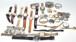 A good collection of vintage wrist watches having leather and metal straps to include examples as