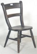 A 19th Victorian Oxford bar back Windsor childrens chair raised on turned legs with panel seat