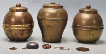 A group of early 20th century Lipton brass tea caddy from British Empire Exhibition 1924 together