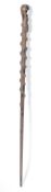 An unusual 20th Century african ebonised and hardwood walking stick having a ball shaped handle