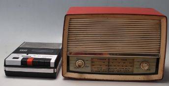A vintage retro 20th century ITT Recorder SL 54 automatic / tape recorder together with a EKCO valve