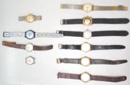 A collection of retro vintage gentlemans wrist watches by Accurist, Rotary, Mebana, Oris, Certina