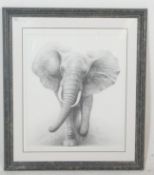 Gary Hodges (1954-) A pair of retro vintage limited edition signed print of an Elephant by Gary