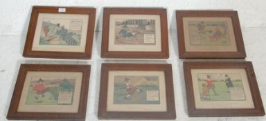 Chas Crombie - Perrier - Rules of Golf. A set of  6 retro vintage comic prints for Perrier Sparkling