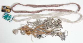 A good collection of hallmarked silver 925 necklaces and pendants to include various designers,