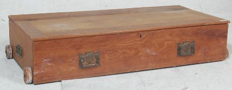 A Victorian  19th century under bed storage blanket box converted from a drawer with brass