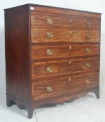 A 19th century George III mahogany and satinwood line inlaid secretaire bureau chest of drawers.