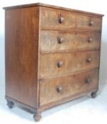 A 19thcentury Victorian mahogany 2 over 3 chest of drawers being raised on turned legs with 2
